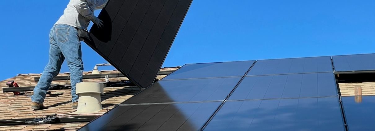 Solar panel array on residential roof -- Green Door Home Inspections