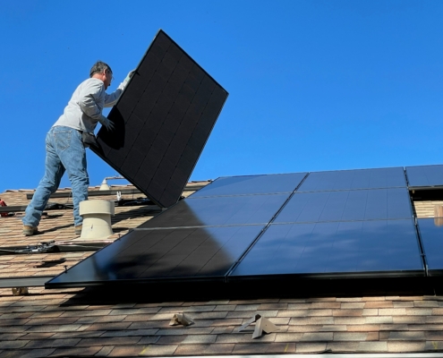 Solar panel array on residential roof -- Green Door Home Inspections