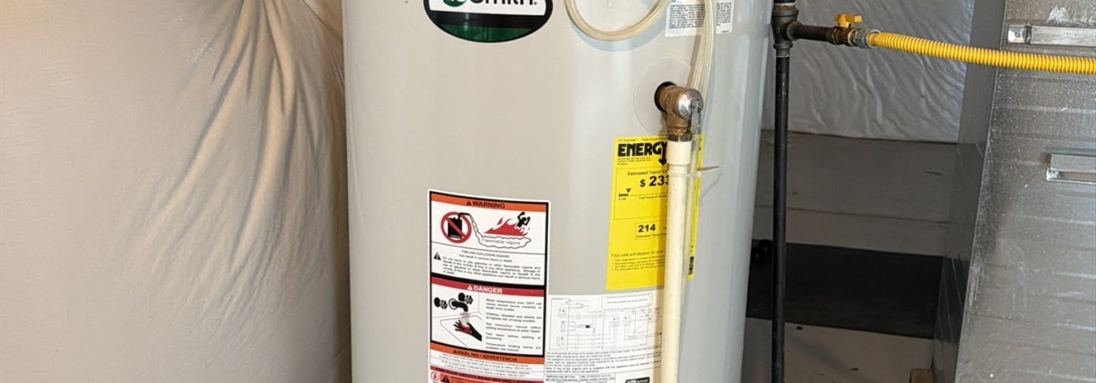 Water heater with TPR valve and discharge pipe — Green Door Home Inspections